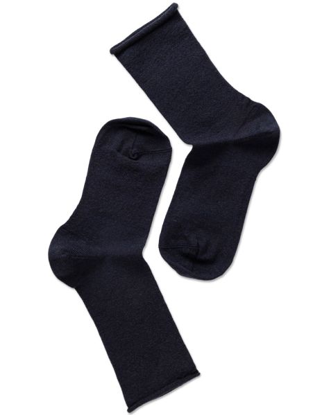 Woman Wool Roll Top Socks, Navy