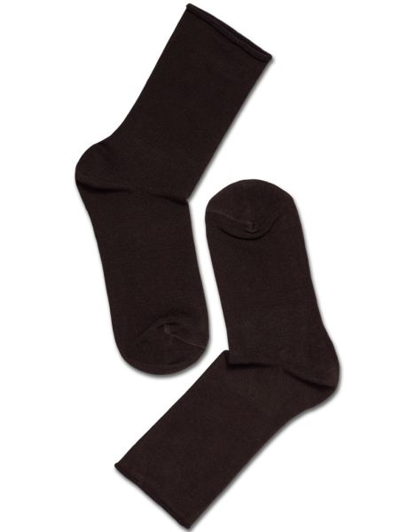 Woman Bamboo Roll Top Socks, Dark Brown