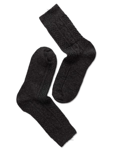 Woman Wool Cable Socks, Antracite