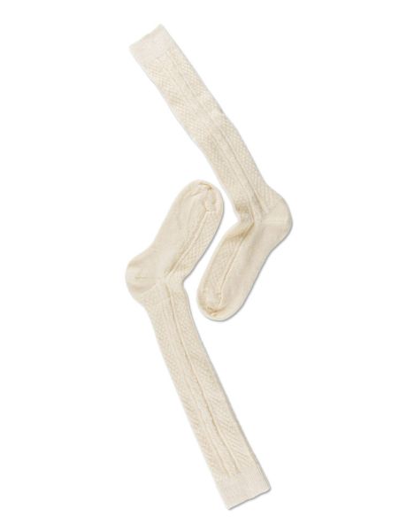 Woman Wool Cable Knee-High’s, Off White