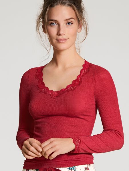 RL Merinowool/Silk Shirt LS,  Red