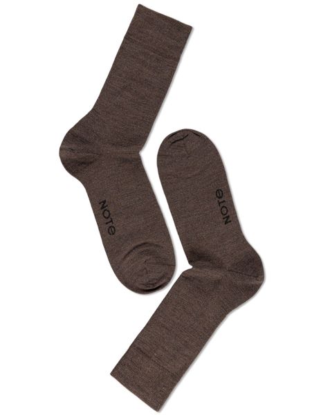 Man Fine Wool Socks, Brown Melange