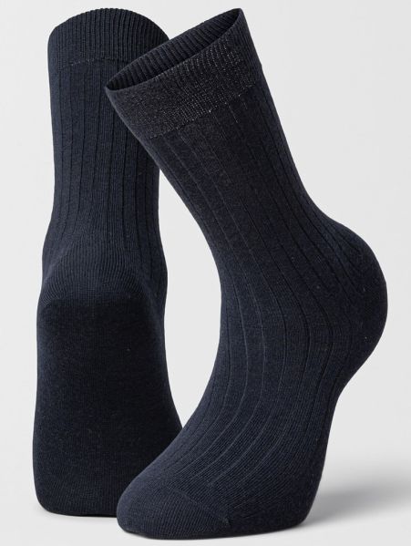 Tess Mercerized Wool Socks, 2pk, Navy