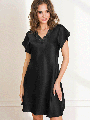 Pure Silk Lace Midi Nightgown, Black