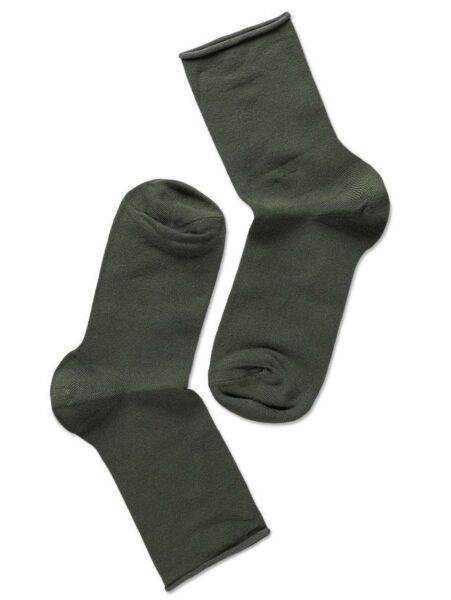 Woman Bamboo Roll Top Socks, Olive